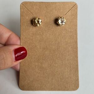 Sparkly stud earrings (gold-tone with champagne-colored CZ stones)